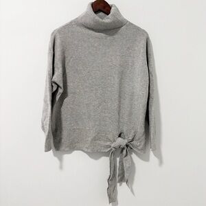 Andrea Jovine Womens Sweater Tie‎ Turtleneck Gray Size Small